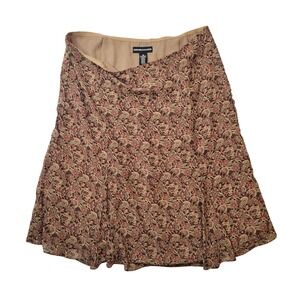 Norton‎ McNaughton Floral Print A-Line Midi Skirt Elegant Brown Sz 18 Boho Retro